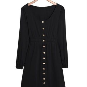 Elegant Black Button-Down Dress